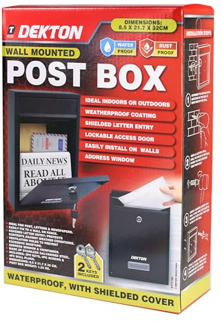 Dekton Post Box | Secure Outdoor Mailbox with Lockable Slot & Weatherproof Design | Durable Steel Construction | Wall-Mounted Letterbox for Home or Office | Easy Installation | Large Capacity