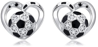 Fußball Ohrringe 925 Sterling Silber Fussball Ohrstecker Sport Schmuck Geburtstag Geschenk für Frauen Mütter