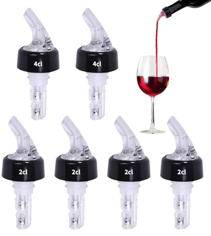 6 Stück Flaschenausgießer Spirituosen 2cl/4cl Dosierer für Flaschen, Auto-Pour Ausgießer für Spirituosen 2cl Portionierer Flasche bar Bottle pour Spouts Dosierer für Wein Schnaps Cocktails Partys