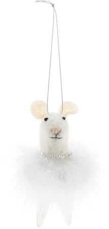 Rex London Felt mouse hanging decoration - White fluffy dress
