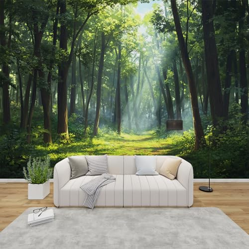 AevuCub Forest Wallpaper for Living Room - Nature Wall Murals for Bedrooms, Natural Landscape Wall Art, Non-Woven Photo Wallpaper 3D Effect, 350x256 cm