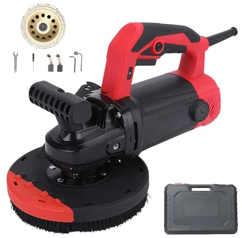 Raboteuse à béton multifonctionnelle, 90 ° sans angle mort, broyeur de sol portable de 1200 W, ponceuse murale à double poignée pour une préparation efficace du sol, des murs et du plafond