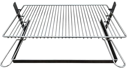Griglia per Barbecue e Camino in Acciaio Cromato, Regolabile in Altezza, Struttura in Ferro, per Carne Pesce e Verdure (60x35 cm)