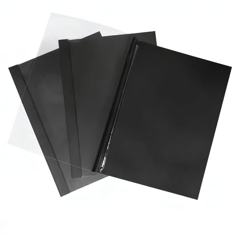 BuroKalos Couvertures de Reliure Thermique, 8 Feuilles, 1 mm, A4, Noir, Paquet de 100