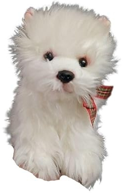 SMJWH Niedliches Plüschtier eines West Highland White Terriers, realistisches Westie-Stofftier, weiche weiße Welpenpuppe for und Erwachsene, Kuschelgeschenk