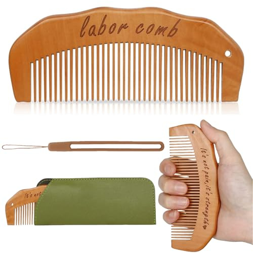 YAOYYG Peigne Accouchement Bois, Cadeau Femme Enceinte | Peigne à Cheveux d'Accouchement, Soulagement Douleurs Travail, pour Kit Post Partum Maternité