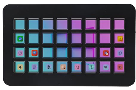 Denash Clavier Macro 32 Touches, Contrôleur LCD Programmable avec Images Personnalisables pour PC, OS X, Montage Vidéo et Diffusion en Direct (Black)