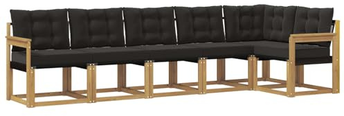 vidaXL Outdoor-Sofagarnitur mit Kissen 6 pcs Weiß und Schwarz, Gartenlounge, Moderne Sofas für draußen, strapazierfähige Sitzgruppe für Terrasse, Perfekter Komfort