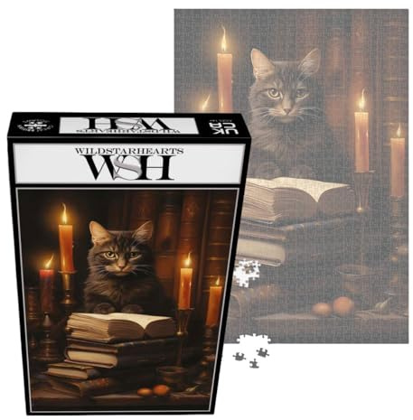 Gothic Cat 1000 Piece Jigsaw Puzzle - Grimalkin - Classic Gothic Jigsaw; Eco Friendly Puzzle Gift for Adults & Families