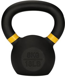 KEFL Cast Iron Kettlebell, Colour-Coded Ring, Textured Wide Grip Handle, Painted Finish, Strength Training Weight for Home Gym Fitness, 4kg-28kg (8KG)