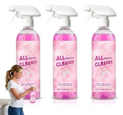 All-Purpose Cleaner Spray, Multipurpose Kitchen Bathroom Cleaner, Instant Stain Remover for Glass, Window, Quartz Worktop, Metal, Wood & Plastic Surfaces, Just Spray & Wipe, Fresh Scent (3PCS)