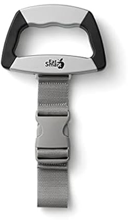 Eat Smart SmartGrip Portable Instant Read Digital Handheld Luggage Scale, Compact, Easy to Read, Lightweight, Durable, High 110 lb Capacity, Battery Included, Silver