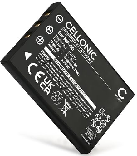 CELLONIC, Batterie pour Caméra, Compatible avec Maginon DV-Z5 HD, NP-60, 02491-0017-00, DC-5390 (3.7V, 1180mAh)