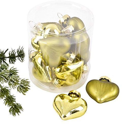 Dadeldo Living & Lifestyle Weihnachtskugel Herz Premium 10er Set Glas 5x4x2cm Xmas Baumschmuck (Grün)