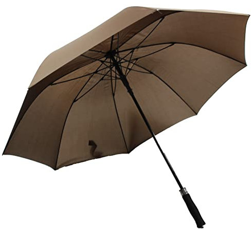 Hengtong Hochwertiger XXL Golfschirm (extra groß) mit Fiberglas in braun, Automatik (HT5939P)