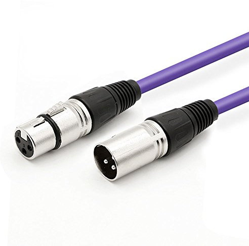 DREMAKE Audio 50 Foot XLR Cable Snake Cord-3Pin XLR Male to XLR Female Balanced Speaker Cable for Microphone,Stage, DJ, Pro - Purple
