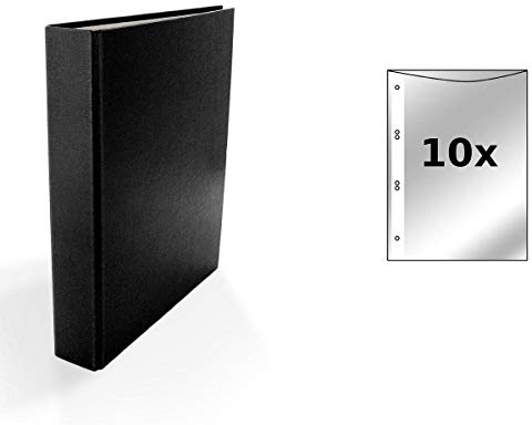 Ringbuch / DIN A5 / 2-Ring Ordner / Farbe: schwarz + 10 Prospekthüllen