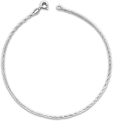 Rope/Prince of Wales/Singapore Chain Sterling Silver Anklet/Ankle Bracelet/Ankle Chain - 925 Sterling Silver - 9.5 Inch / 10.5 Inch / 10 to 11 Inch / 12.5 Inch - Anklets for Women