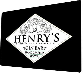 Personalised Gin Bar Sign (eat sleep gin) label black bar A4 metal sign plaque wall art