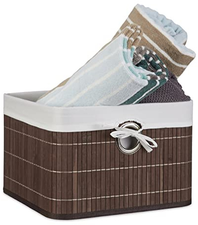 Relaxdays Aufbewahrungskorb, Stoffbezug, Bambus, rechteckig, Bad, Accessoires, Spielzeug, HxBxT: 20x31x31 cm, v. Farben | Accessoires, Spielzeug, HxBxT: 20x31x31 cm