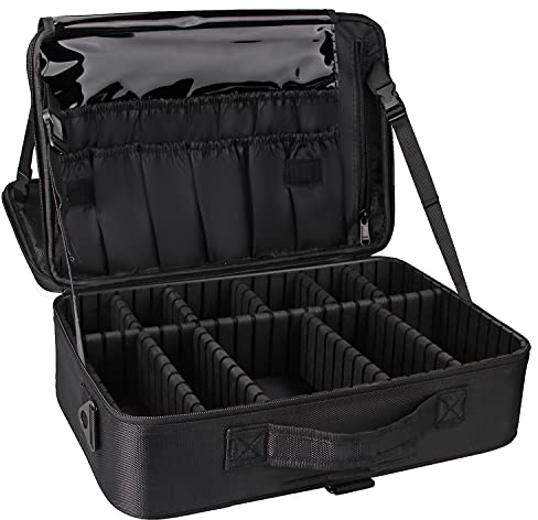 Relavel Rollender Make-up-Koffer, Make-up-Rucksack, professioneller Make-up-Künstler, Zugkoffer, A-schwarz, L, Großer Make-up-Koffer