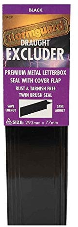 Stormguard Letterbox Draught Excluder Seal Brush with Flap Letter Box Metal Weather Cover (with Flap, Black)