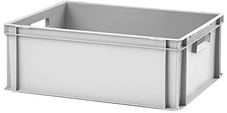 1a-TopStore Euro-Stapelbox EB-622, 600x400x220 mm (LxBxH), grau ähnl. RAL7001, aus Polypropylen, lebensmittelecht, 2 Handgriffe, ca. 45 Liter Vol.