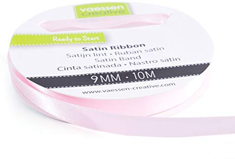 Vaessen Creative Satinband 9mmx10m Pastell Rosa, Schleifenband, Dekoband, Bänder zum Basteln, Stoffbänder für Hochzeit, Taufe Und Geburtstagsgeschenke