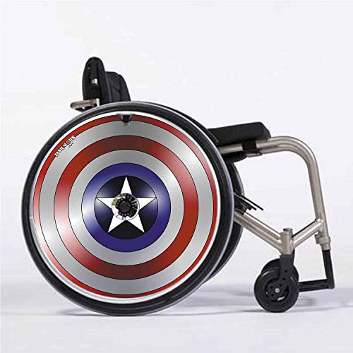 Rollstuhl Speichenschutz (1 Paar) - leicht anzubringen - Geeignet für Greifreifen von 42,50 bis 43,50 cm Außendurchmesser und Flache Befestigungen - 'Captain america'