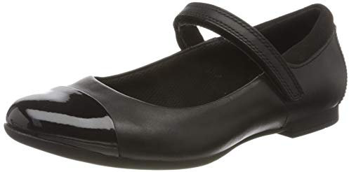 Clarks Girl's Scala Gem Y Ballet Flats, Black Leather, 3 UK