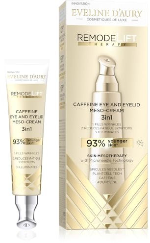 Eveline D’Aury RemodeLift Therapy Koffein-Augencreme 3-in-1 | Fortschrittliche Anti-Müdigkeits-Behandlung mit Spicules Needles™-Technologie | Reduziert Schwellungen, Augenringe & Falten