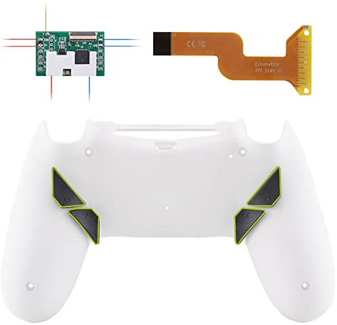eXtremeRate Dawn Remap Kit pour ps4 Manette JDM-040/050/055, Coque Arrière Modifiée avec 4 Palettes Boutons pour ps4 Controller, Blanc