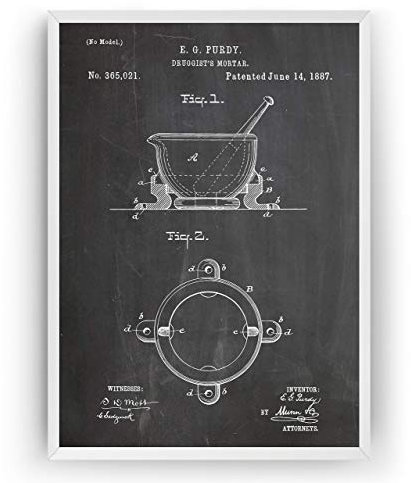 Pharmacist Mortar 1887 Patent Poster - Pharmacy Decor Giclee Print Art Kunst Wall Dekor Decor Entwurf Wandkunst Blueprint Geschenk Gift - Frame Not Included