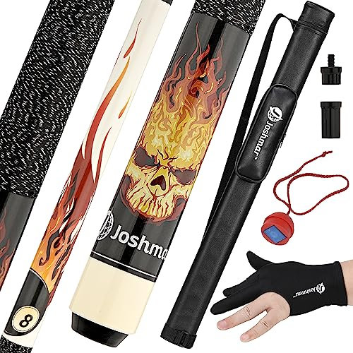 JOSHMAR, Taco de billar de calidad profesional: fabricado con madera dura canadiense con un diseño hermoso, único y lujoso de la mejor calidad Incluye 4 accesorios para mantener tu taco en las mejores