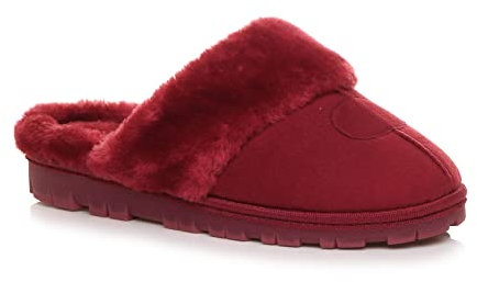 AJVANI flat low heel winter fur lined mules slippers size 7 40