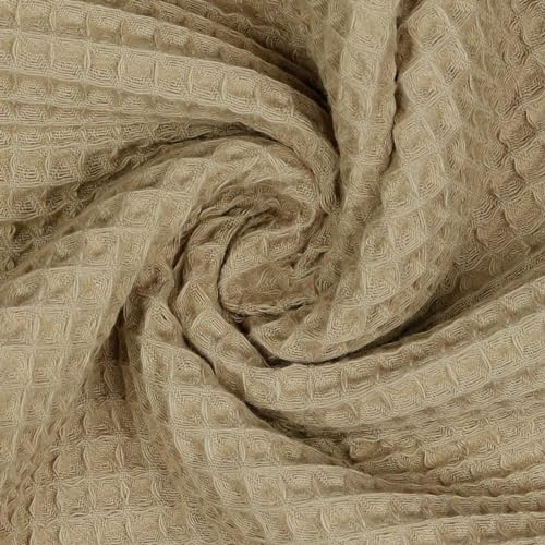 VmG-Store Waffelpique Meterware Waffel Stoff 100% Baumwollstoff Tex 100 (032 I Camel, 100 x 150cm)