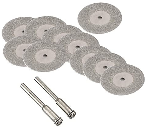 RLECS 22 mm Diamant-Trennscheiben für Dremel-Drehwerkzeug, 10 Trennscheiben, 2 Dorne, Diamantsägeblatt, Mini-Diamanttrennscheibe