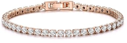Philip Jones Bracciale Tennis Placcato Oro Rosa 3mm Creato con Cristalli Zircondia®
