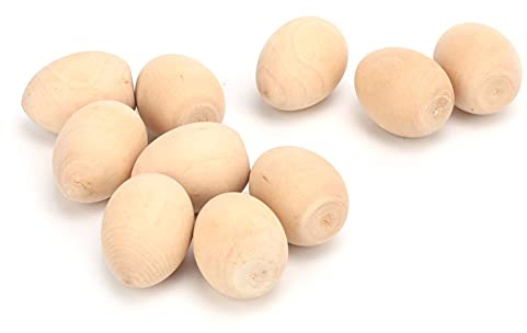 10 Stück Unvollendete Holz Ostereier Holzeier Unlackierte Holzeier Set Faux Eier für Ostern Familie Dekoration(M)