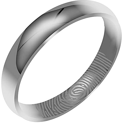 Everstone Personalisieren Fingerabdruck Gravieren Paar Ringe Eheringe, Titane Ring Hochzeit, Verlobung, Alltag, Männer Damen Partnerringe Eheringe, Größe 46 bis 77 Farbe: Platin 6MM 4MM & 3MM