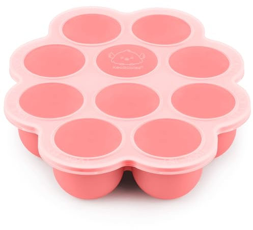 Silikon Babynahrung Aufbewahrung - 60ml x 10 Pods Silikon Babybrei Einfrieren Behälter mit aufsteckbarem Deckel, Beikost Einfrieren Behälter, Mikrowelle, BPA-Free Vorratsbehälter Babybrei (Blossom)