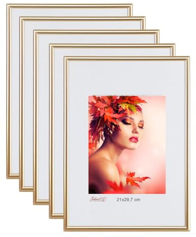 IDEAL TREND 2er 3er 5er Pack Bilderrahmen Kunststoff Lifestyle Foto Rahmen Collage KYOTO: Farbe: 5er Pack Gold | Format: 13x18
