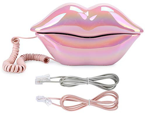 Telefono A Labbra, Telefono Rosa con Bocca Sexy Interessante Telefono Fisso Vintage da Tavolo Portatile Telefono A Filo Retrò con Cuffia Appesa per Home Hotel Decor Photo Props