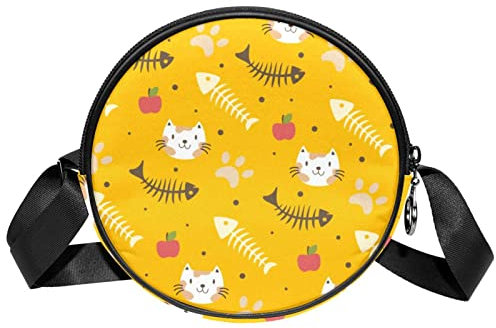 Messenger Bag Fishbone Crossbody Tasche für Damen rund, Mehrfarbig, 6.7x6.7x2.3 in, Sling Rucksäcke
