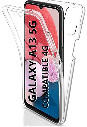 COQTEL® Coque pour Samsung Galaxy A13 5G, A13 4G Compatible A04, A04S étui 360° Transparent Double Protection intégrale en Silicone TPU Antichoc protège écran