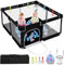 Laufstall Baby 127 * 127cm,HILEYOLLA Laufgitter Baby mit 50 Spielbällen und 4 Ringe für Baby, Playpen Baby mit Atmungsaktivem Netz und Reißverschluss, Baby Fence für Drinnen und Draußen