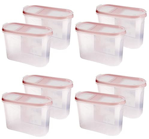 Bestlivings Vorratsdosen mit Deckel 1,4 Liter (8er Pack/Altrose), Luftdicht Schüttdose BPA frei, Vorratsbehälter Set - Frischhaltedosen Klappdeckel