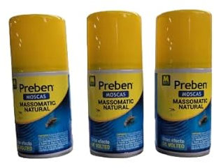 Peyca Inseciticida natural para moscas Massomatic 250ml PACK 3 UNIDADES, gran efecto de volteo, listo para su uso - Preben