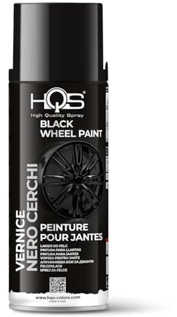 HQS - Bote de pintura en aerosol de 400 ml para llantas de coche y moto (negro brillante)