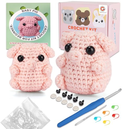 Genround Häkelpaket für Anfänger, Häkelset mit Schritt-für-Schritt-Video-Tutorials, Häkelset Anfänger Tiere Kinder Erwachsene